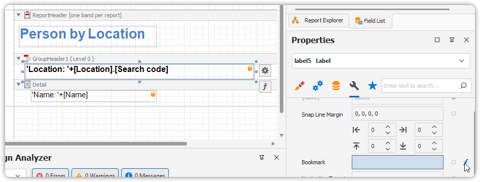 Opening the expressions dialog
