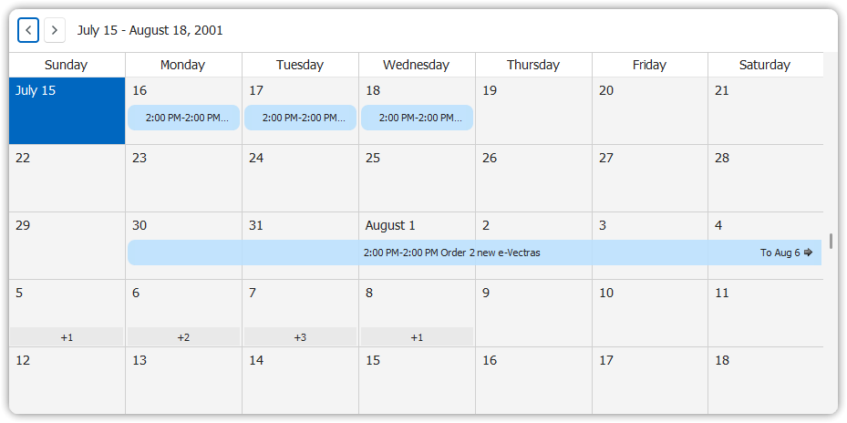 Month mode of scheduler